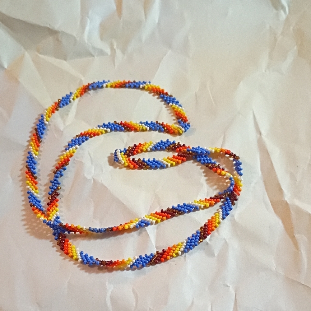Colorful Beaded Necklace Handmade Long